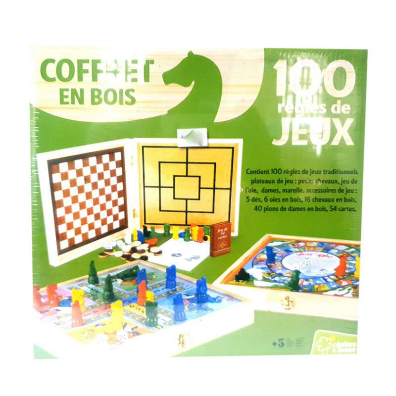 COFFRET BOIS 100 JEUX