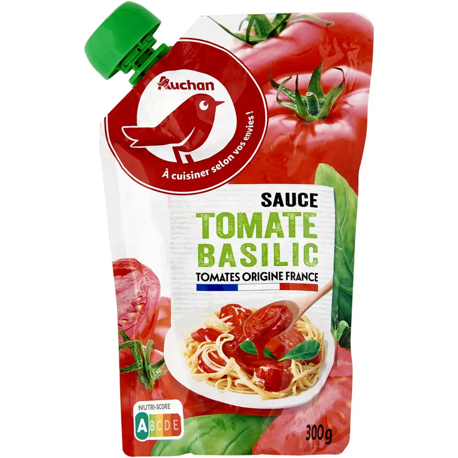 AUCHAN - Sauce tomate basilic, en poche 300g